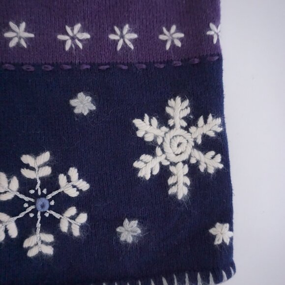 Vintage North Crest Patchwork Reindeer Floral Embroidered Knit Vest Sweater S - Picture 7 of 8